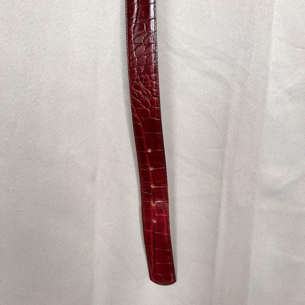 Nordstrom Oxblood Brown Alligator Embossed Leather Belt Size M 30 Made in USA